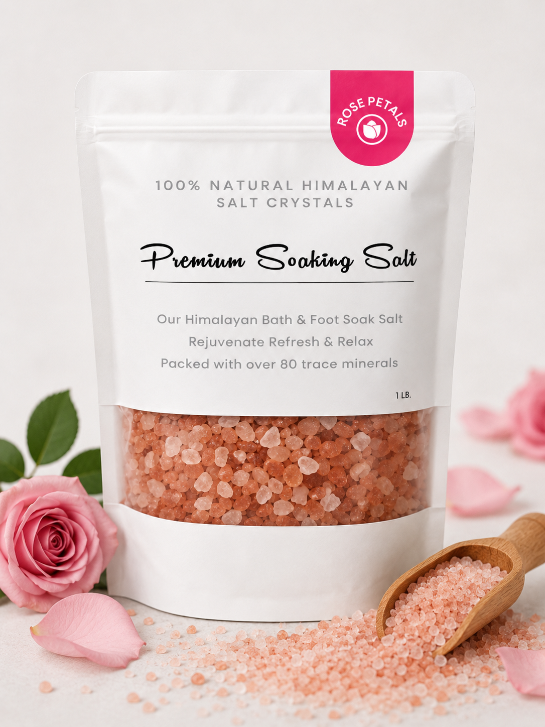Premium Natural Himalayan Bath Salt Crystals – 1 lb 24 Pouches/Case