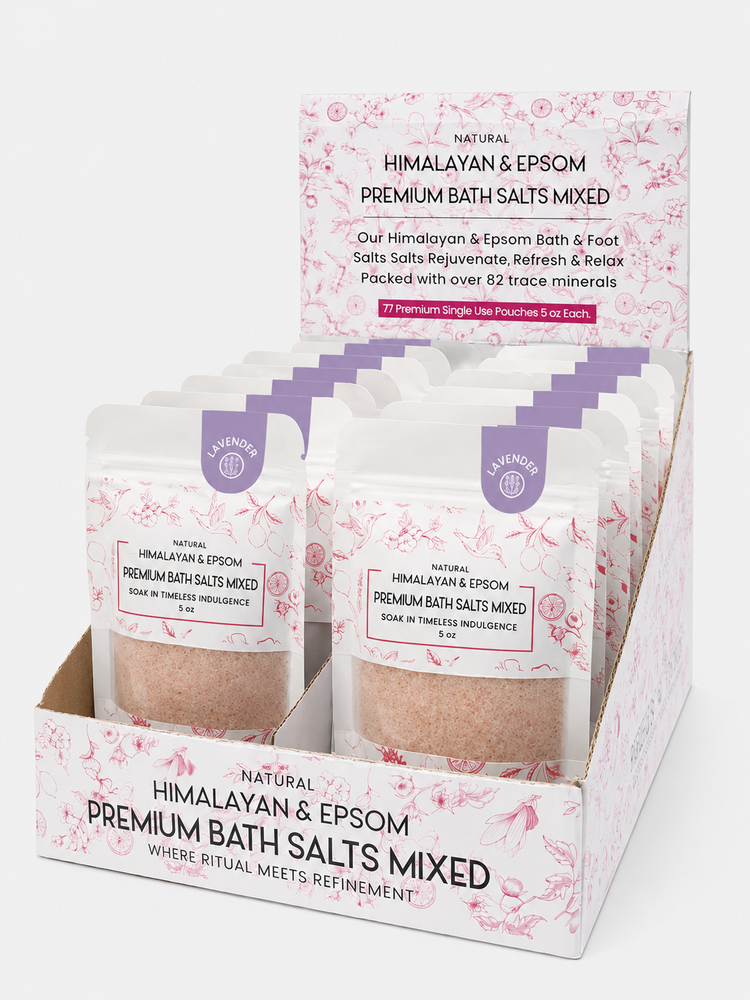 Premium Himalayan & Epsom Bath Salt – 5 oz 48 Bags/Case