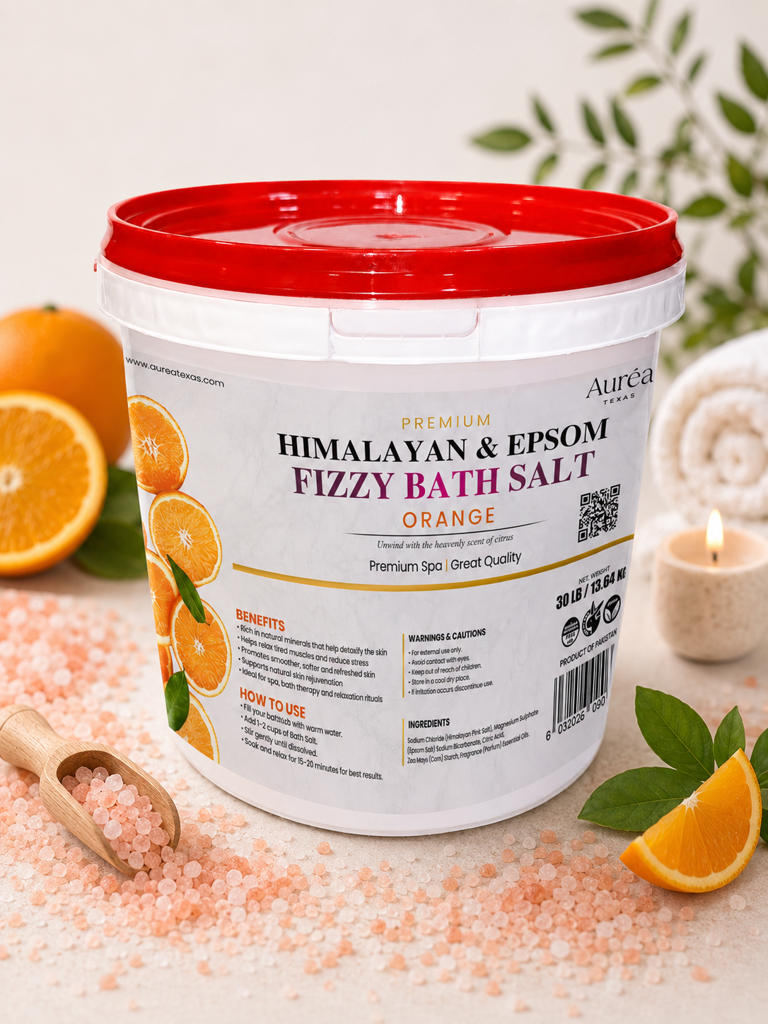 Premium Himalayan & Epsom Fizzy Bath Salt – 30 lb Bucket