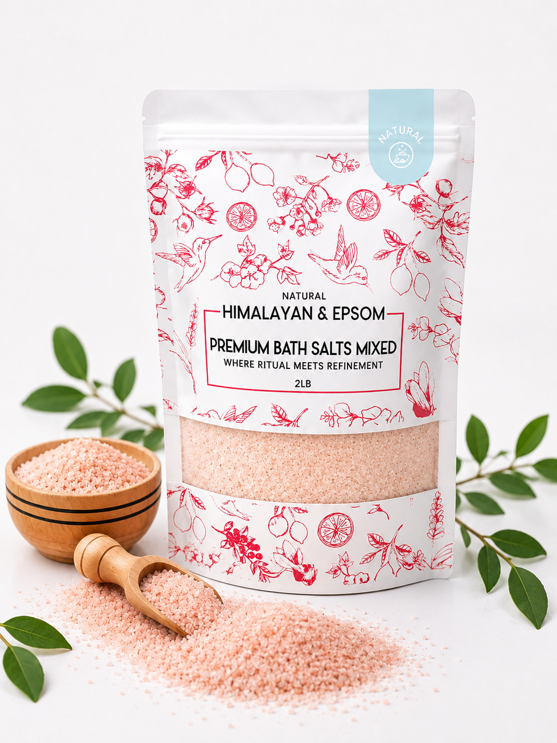 Premium Himalayan & Epsom Bath Salt Mixed – 2 lb, 12 Pouches/Case