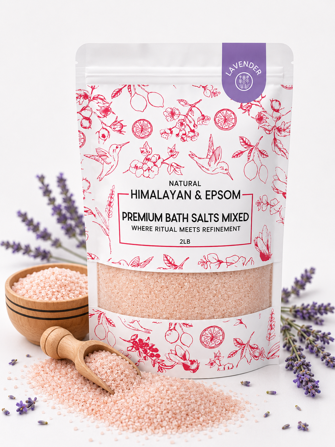 Premium Himalayan & Epsom Bath Salt Mixed – 2 lb, 12 Bags/Case