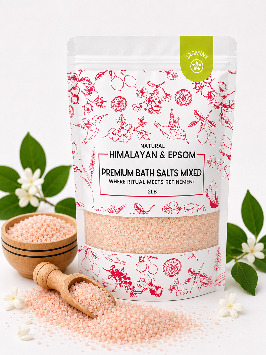 Premium Himalayan & Epsom Bath Salt Mixed – 2 lb, 12 Pouches/Case
