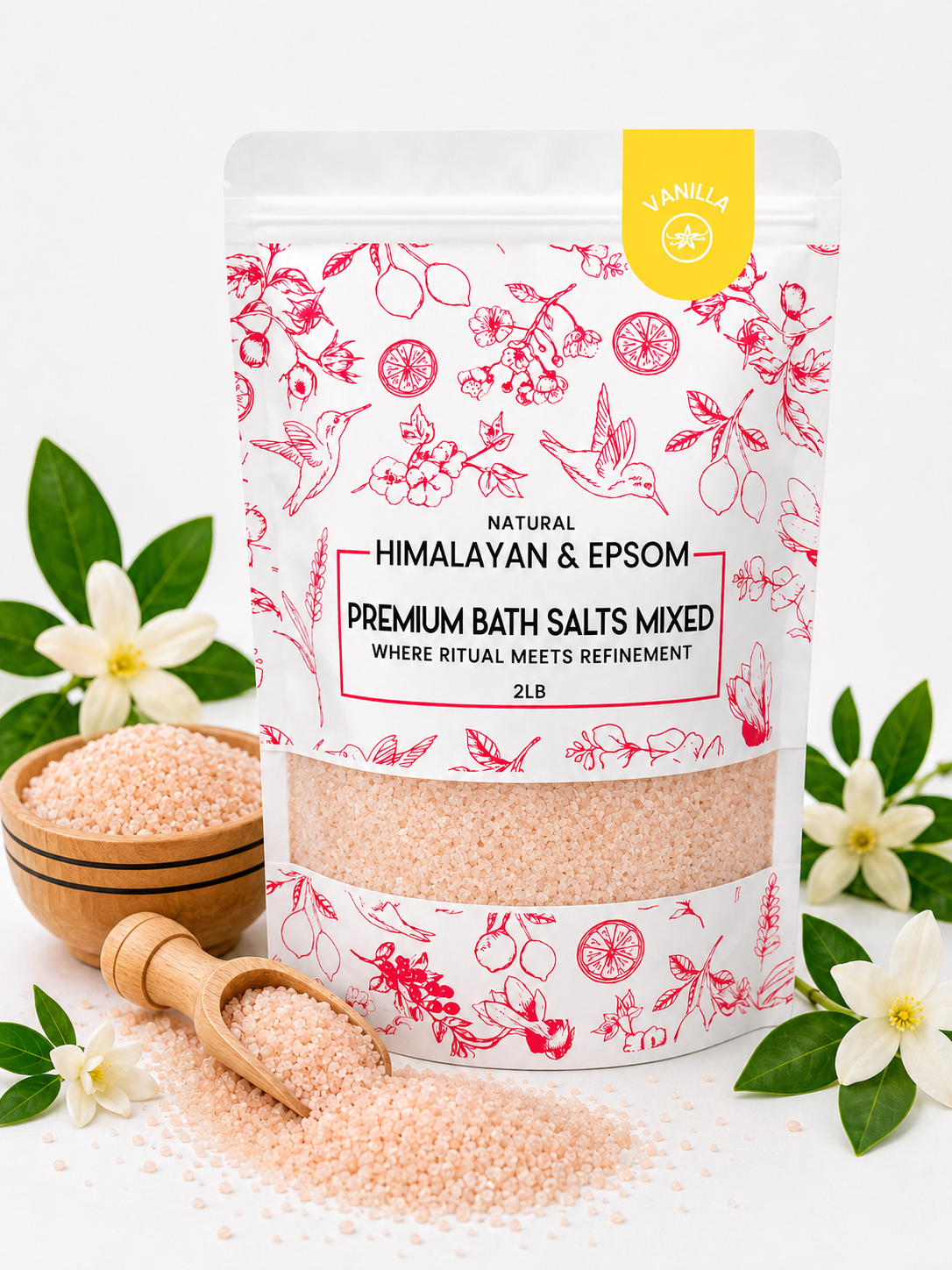 Premium Himalayan & Epsom Bath Salt Mixed – 2 lb, 12 Pouches/Case