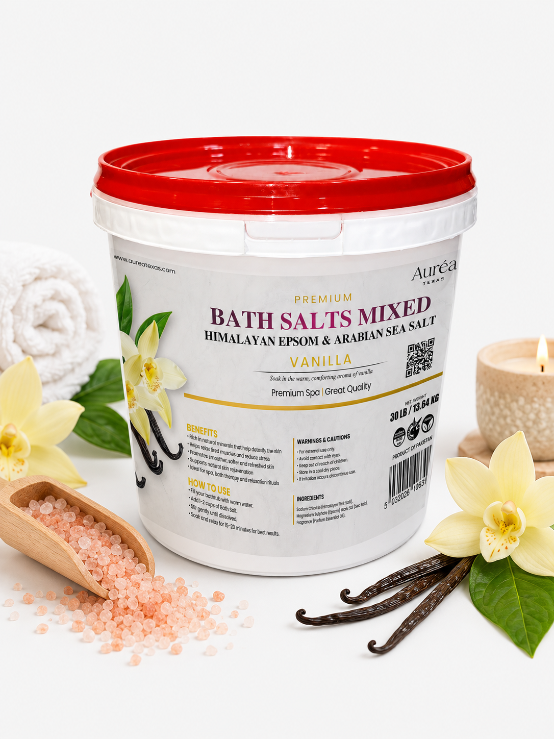 Premium Himalayan, Epsom & Non-Refined Sea Salt Bath Blend – 30 lb Bucket