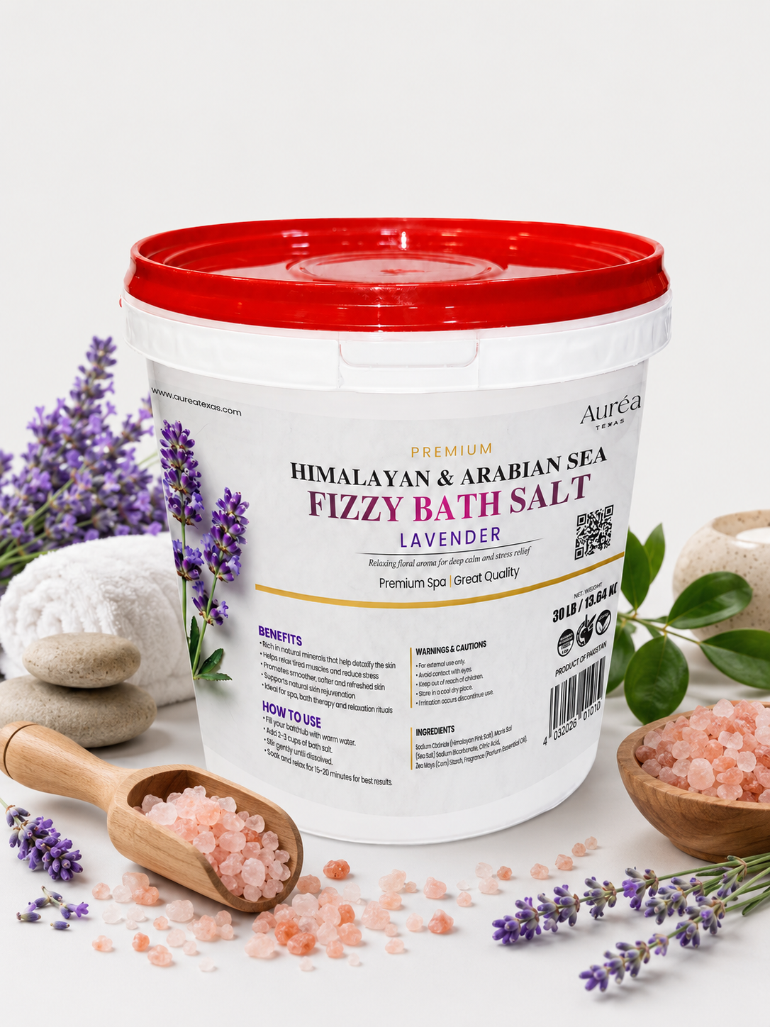 Premium Himalayan & Refined Sea Salt Fizzy Bath Blend – 30 lb Bucket
