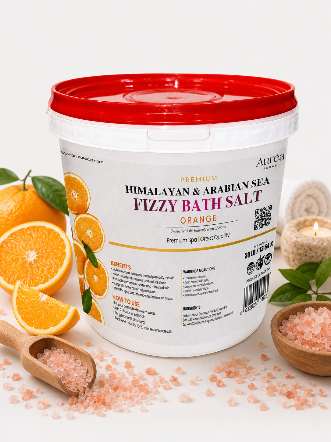 Premium Himalayan & Refined Sea Salt Fizzy Bath Blend – 30 lb Bucket