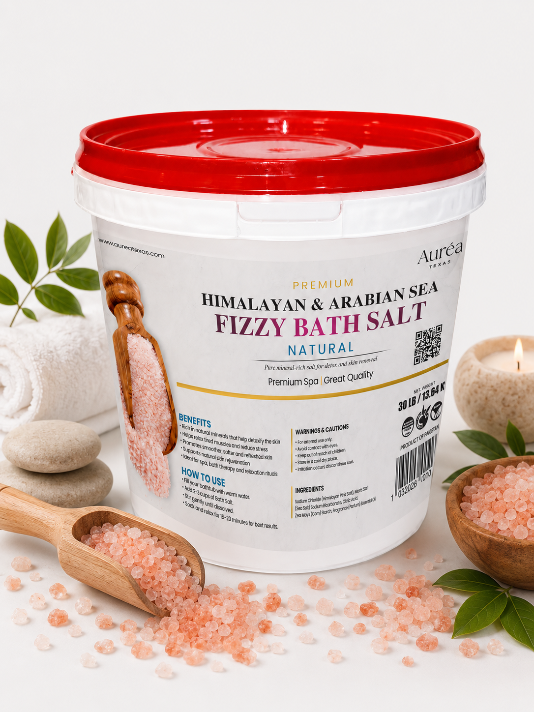 Premium Himalayan & Refined Sea Salt Fizzy Bath Blend – 30 lb Bucket
