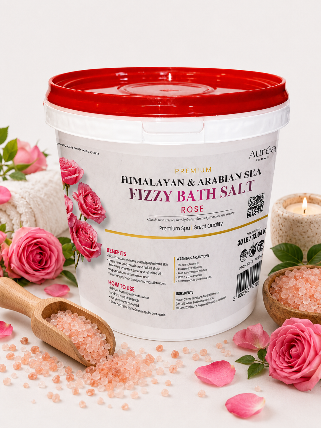 Premium Himalayan & Refined Sea Salt Fizzy Bath Blend – 30 lb Bucket