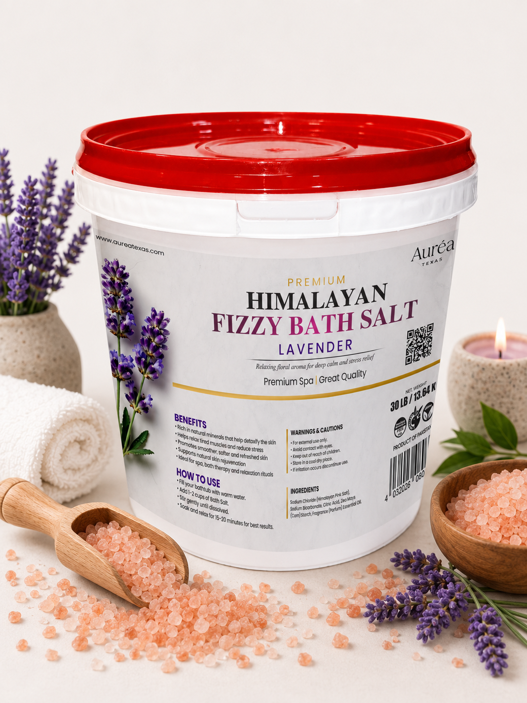 Premium Himalayan Fizzy Bath Salt – 30 lb Bucket