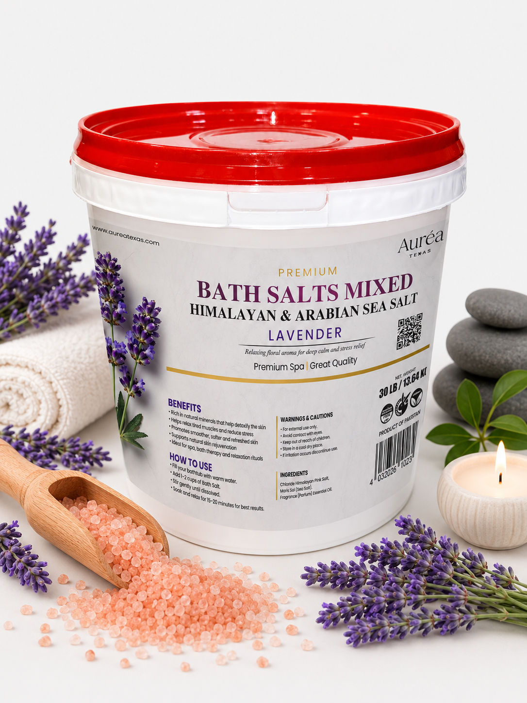 Premium Himalayan & Non-Refined Sea Salt Bath Mixed – 30 lb Bucket
