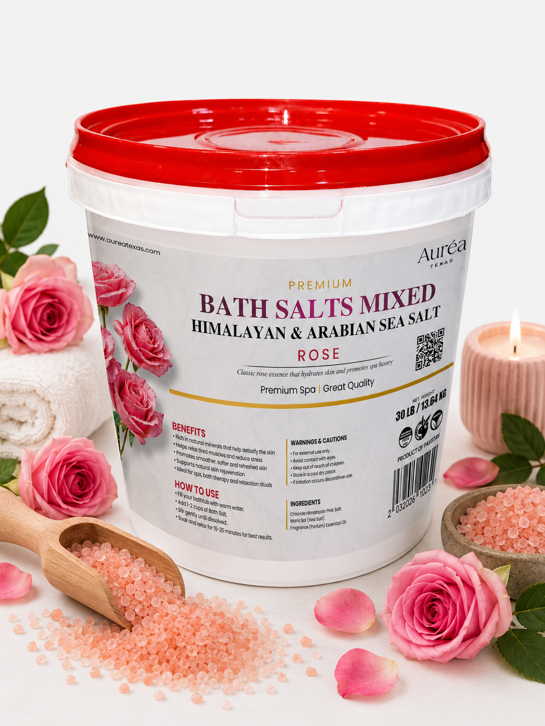 Premium Himalayan & Non-Refined Sea Salt Bath Mixed – 30 lb Bucket
