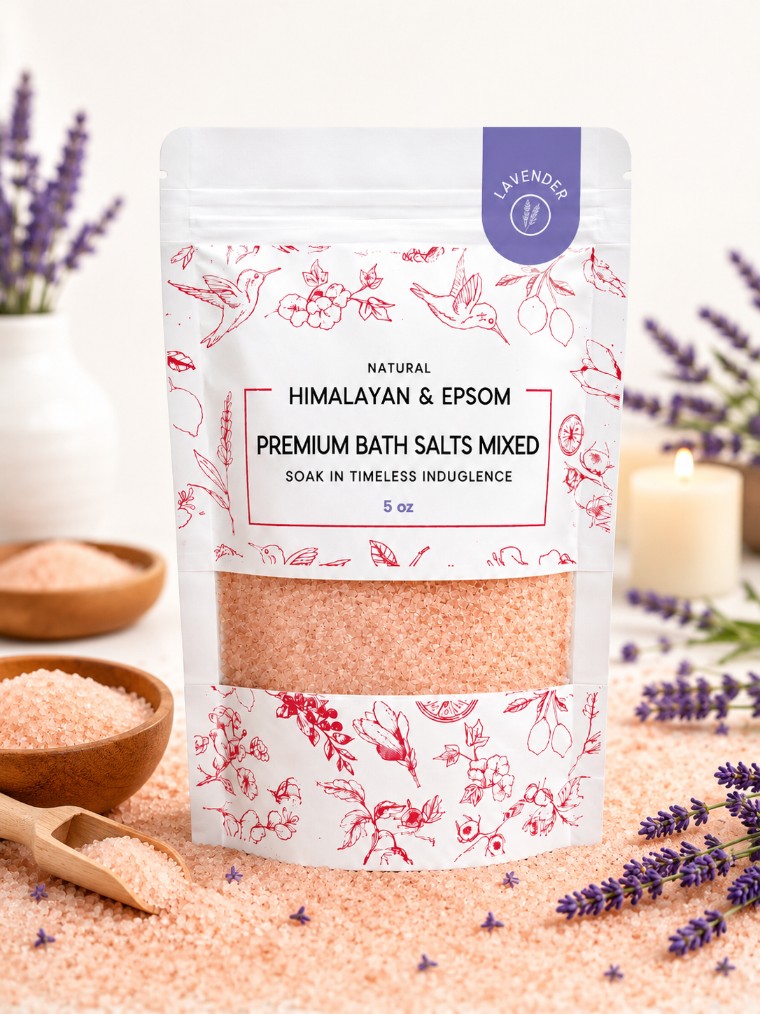 Premium Himalayan & Epsom Bath Salt – 5 oz 48 Bags/Case