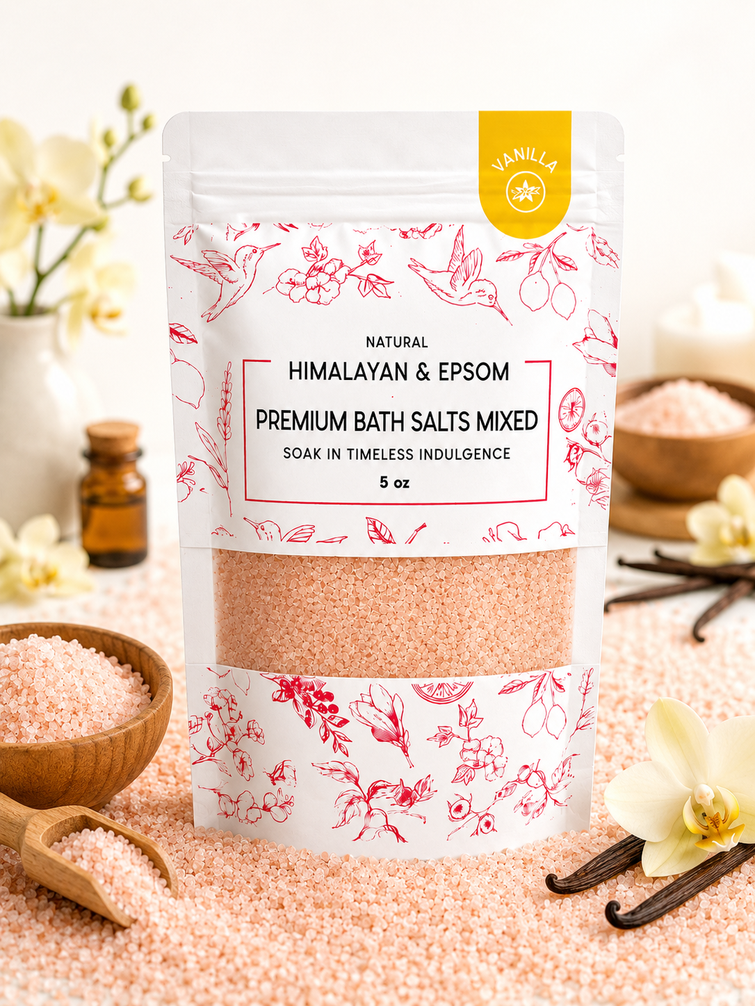 Premium Himalayan & Epsom Bath Salt – 5 oz 48 Pouches/Case