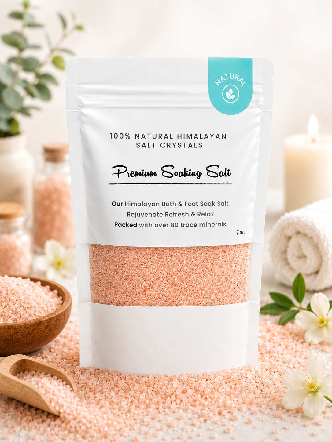 Premium Natural Himalayan Bath Salt Sand – 7 oz 48 Pouches/Case