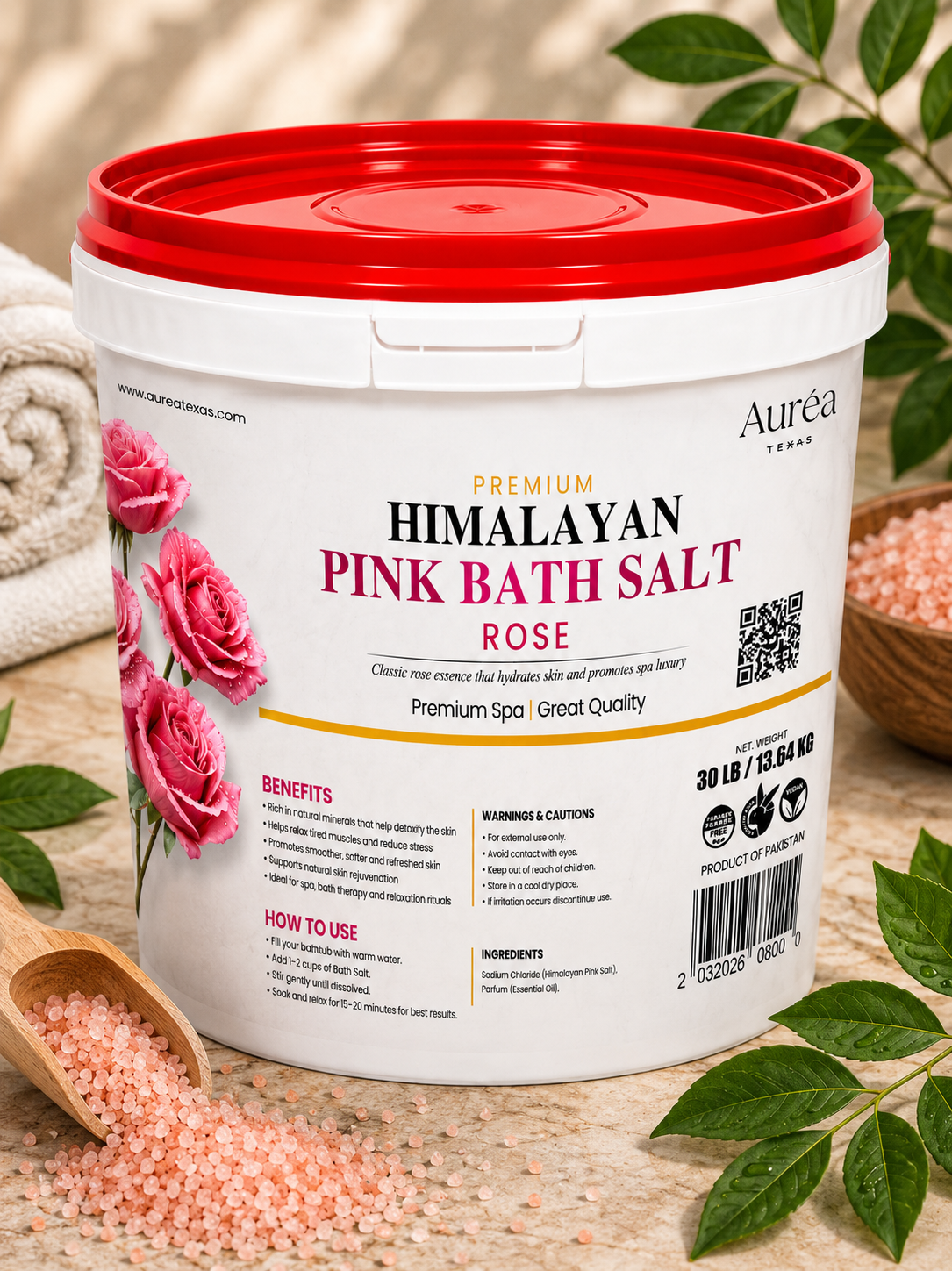 Premium Himalayan Pink Bath Salt – 30 lb Bucket