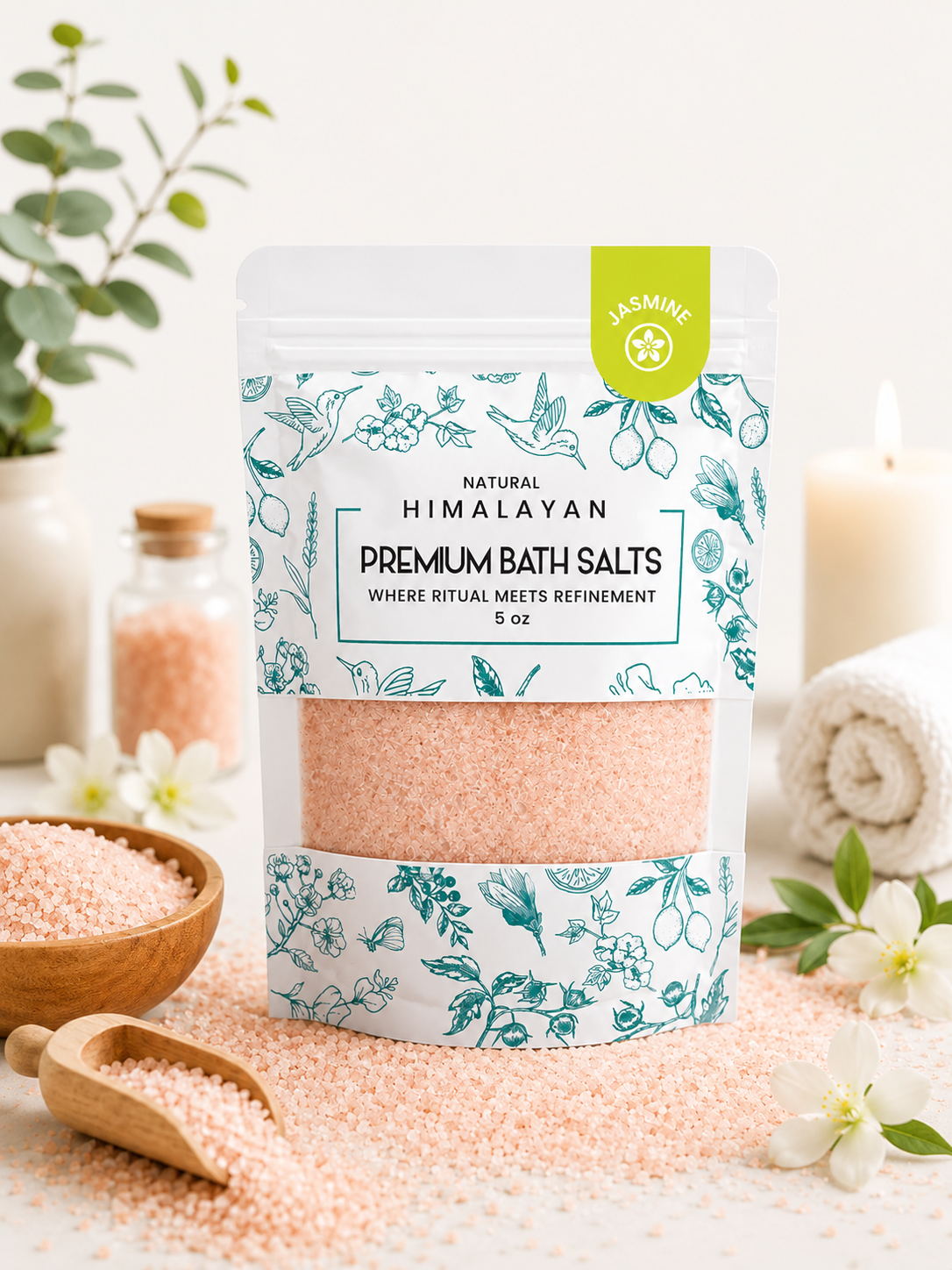 Premium Himalayan Pink Bath Salt – 5 oz, 48 Bags/Case