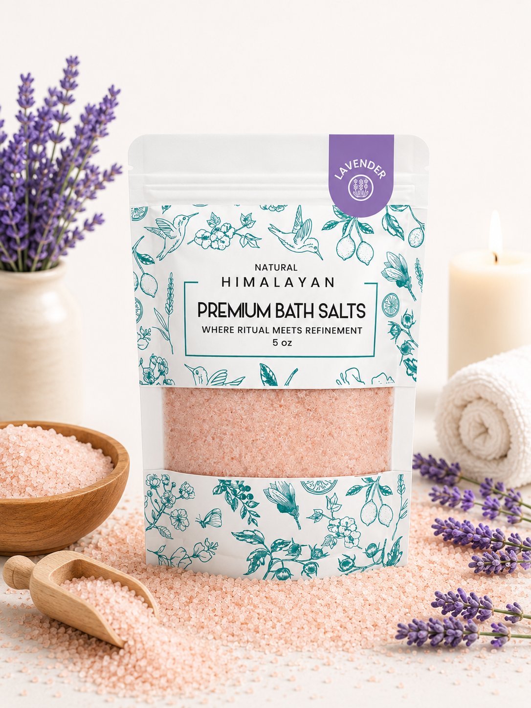 Premium Himalayan Pink Bath Salt – 5 oz, 48 Bags/Case