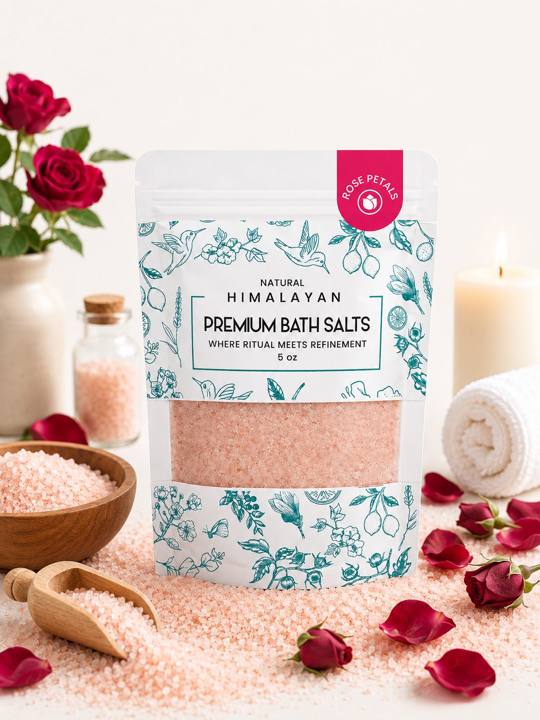 Premium Himalayan Pink Bath Salt – 5 oz, 48 Bags/Case