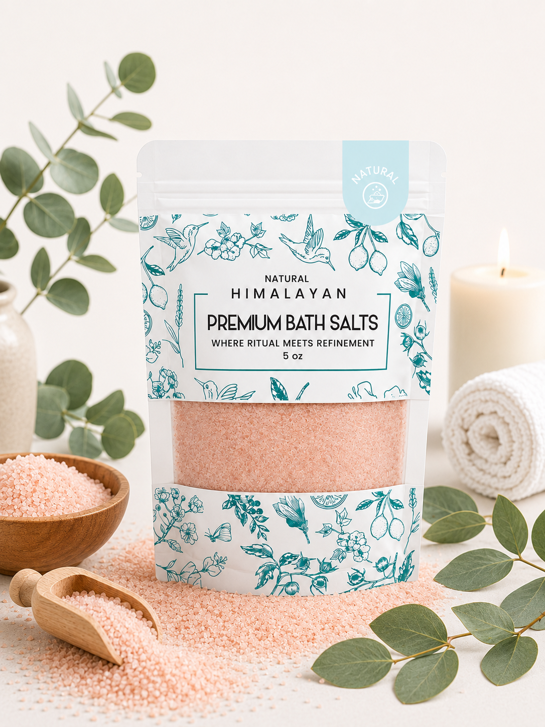 Premium Himalayan Pink Bath Salt – 5 oz, 48 Bags/Case