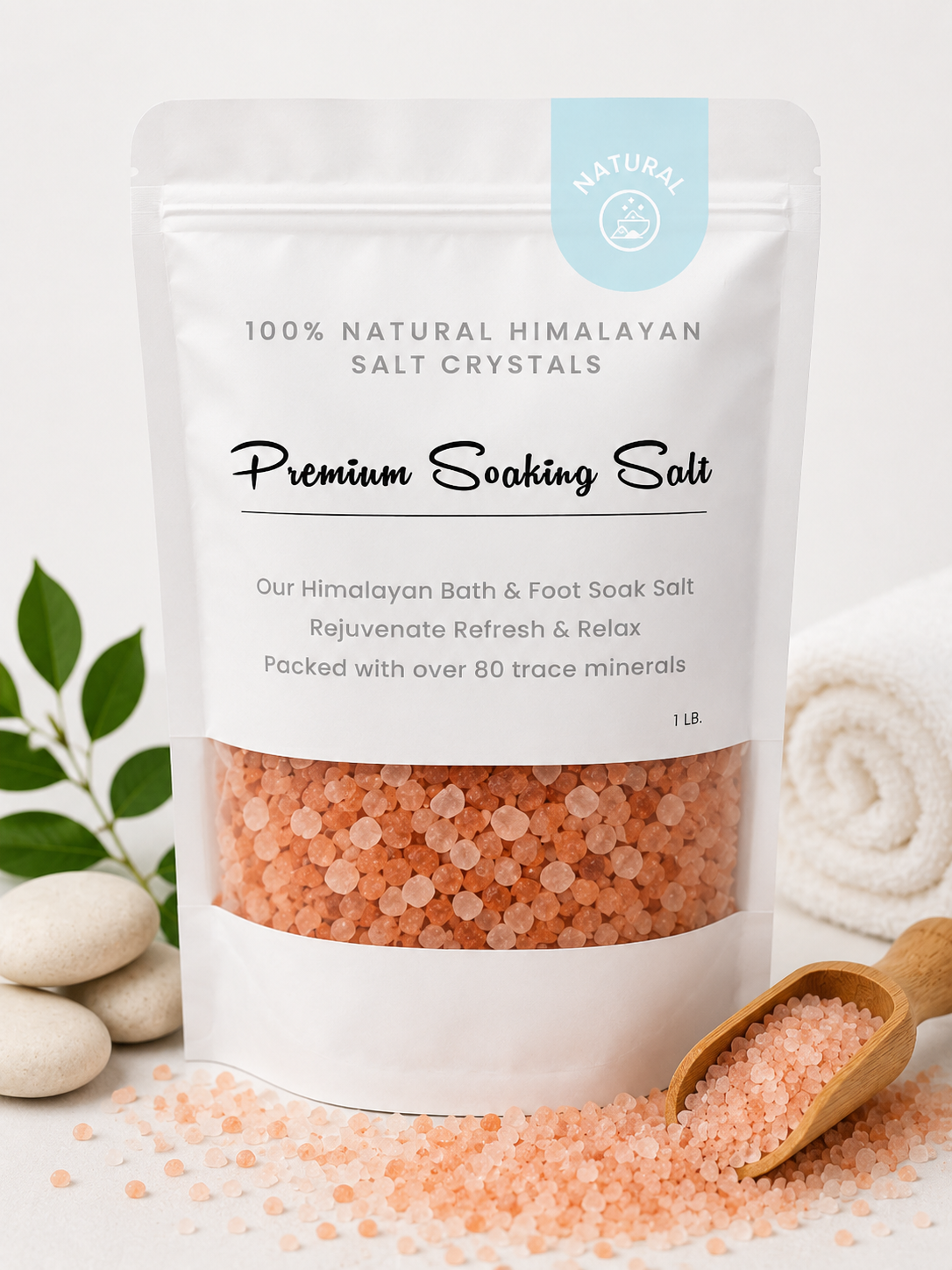 Premium Natural Himalayan Bath Salt Crystals – 1 lb 24 Pouches/Case