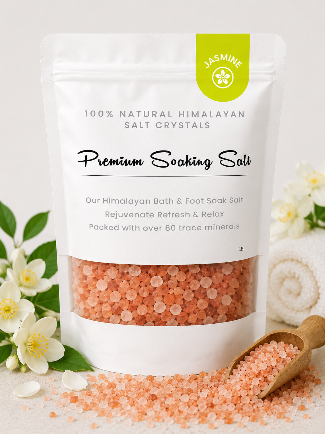 Premium Natural Himalayan Bath Salt Crystals – 1 lb 24 Pouches/Case