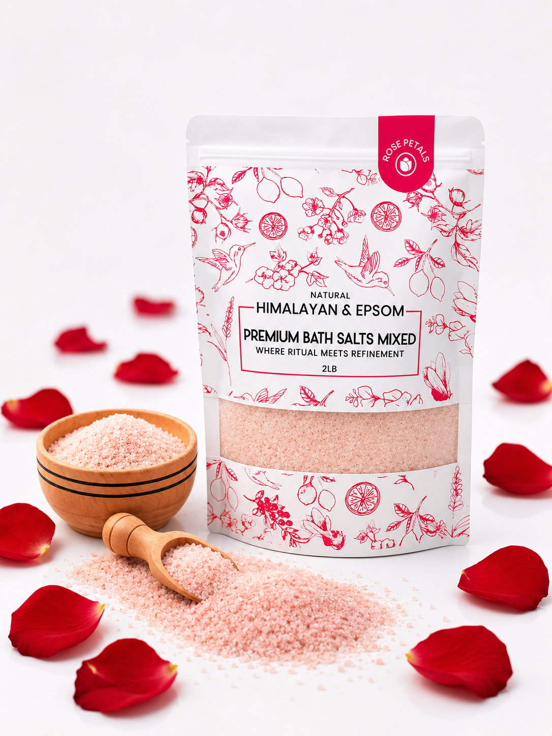 Premium Himalayan & Epsom Bath Salt Mixed – 2 lb, 12 Pouches/Case