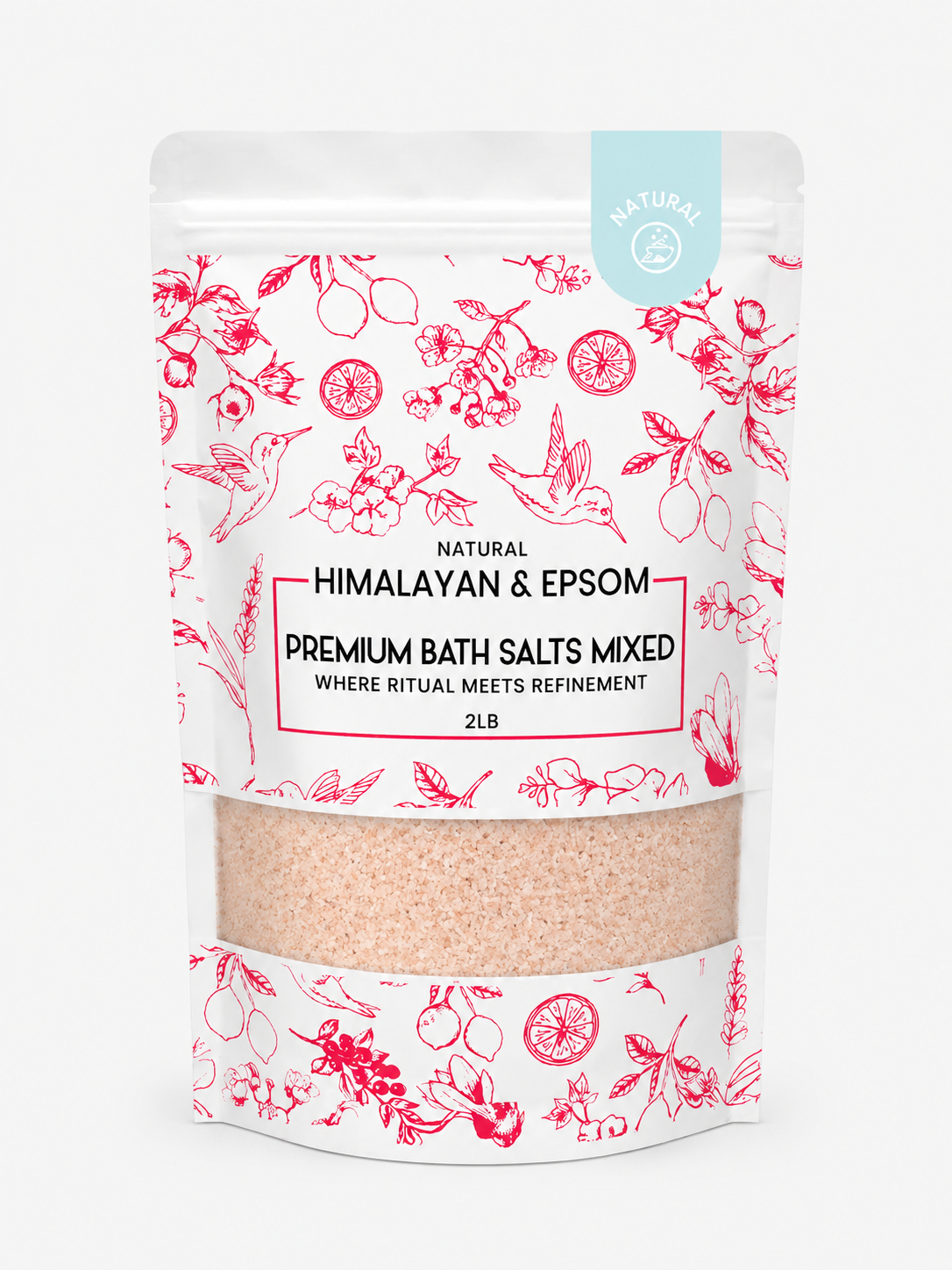 Premium Himalayan & Epsom Bath Salt Mixed – 2 lb, 12 Pouches/Case