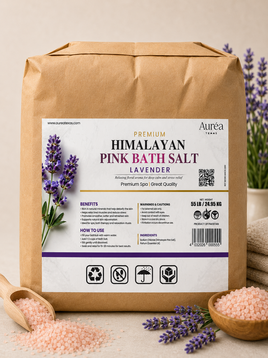 Premium Himalayan & Epsom Bath Salt – 55 lb Bag
