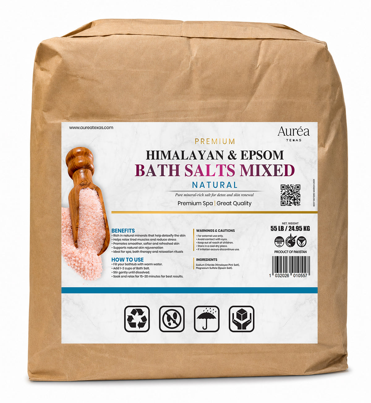 Premium Himalayan & Epsom Mixed Bath Salt – 55 lb Bag