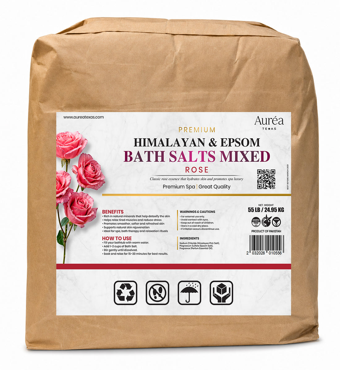 Premium Himalayan & Epsom Mixed Bath Salt – 55 lb Bag