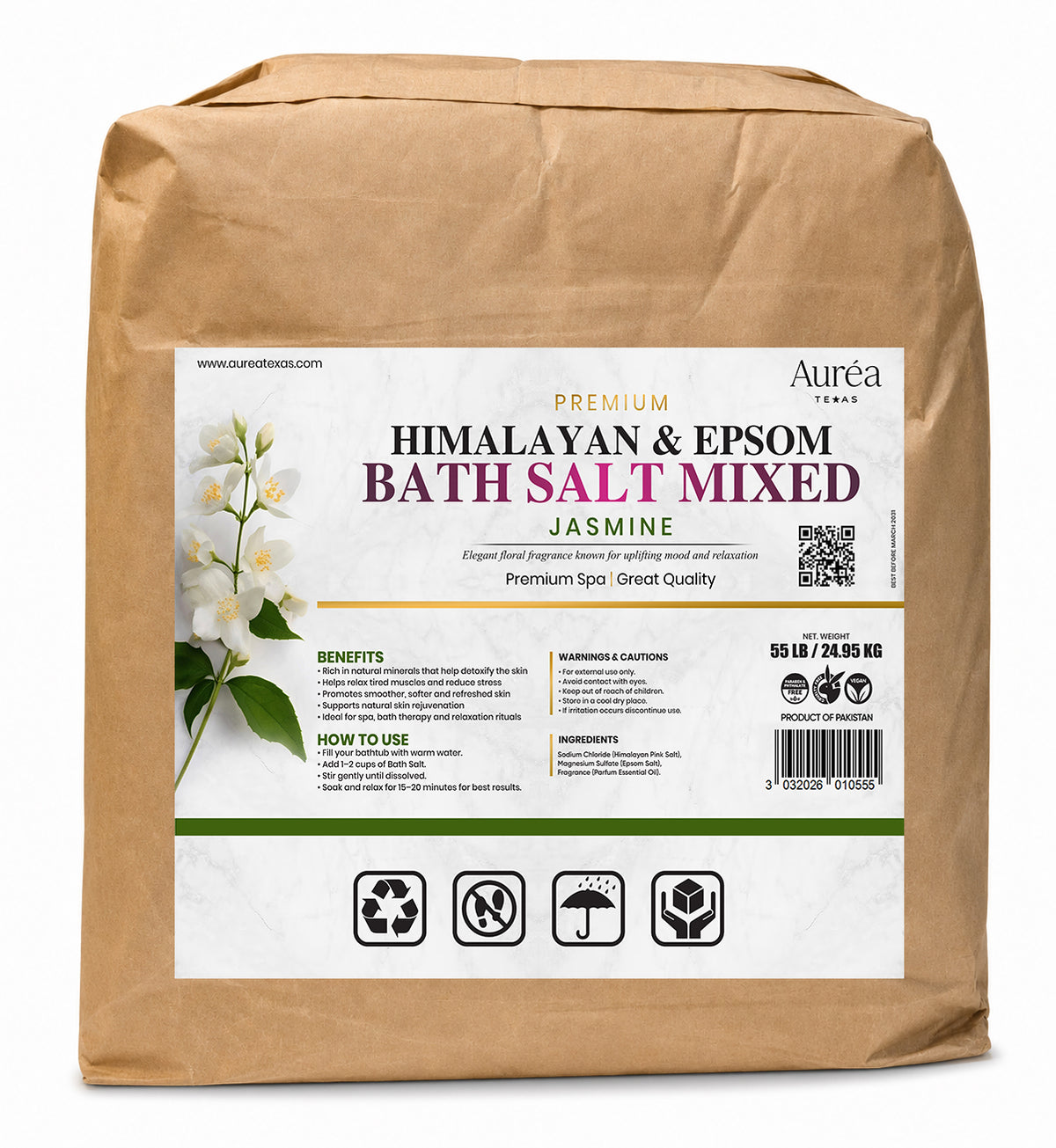 Premium Himalayan & Epsom Mixed Bath Salt – 55 lb Bag