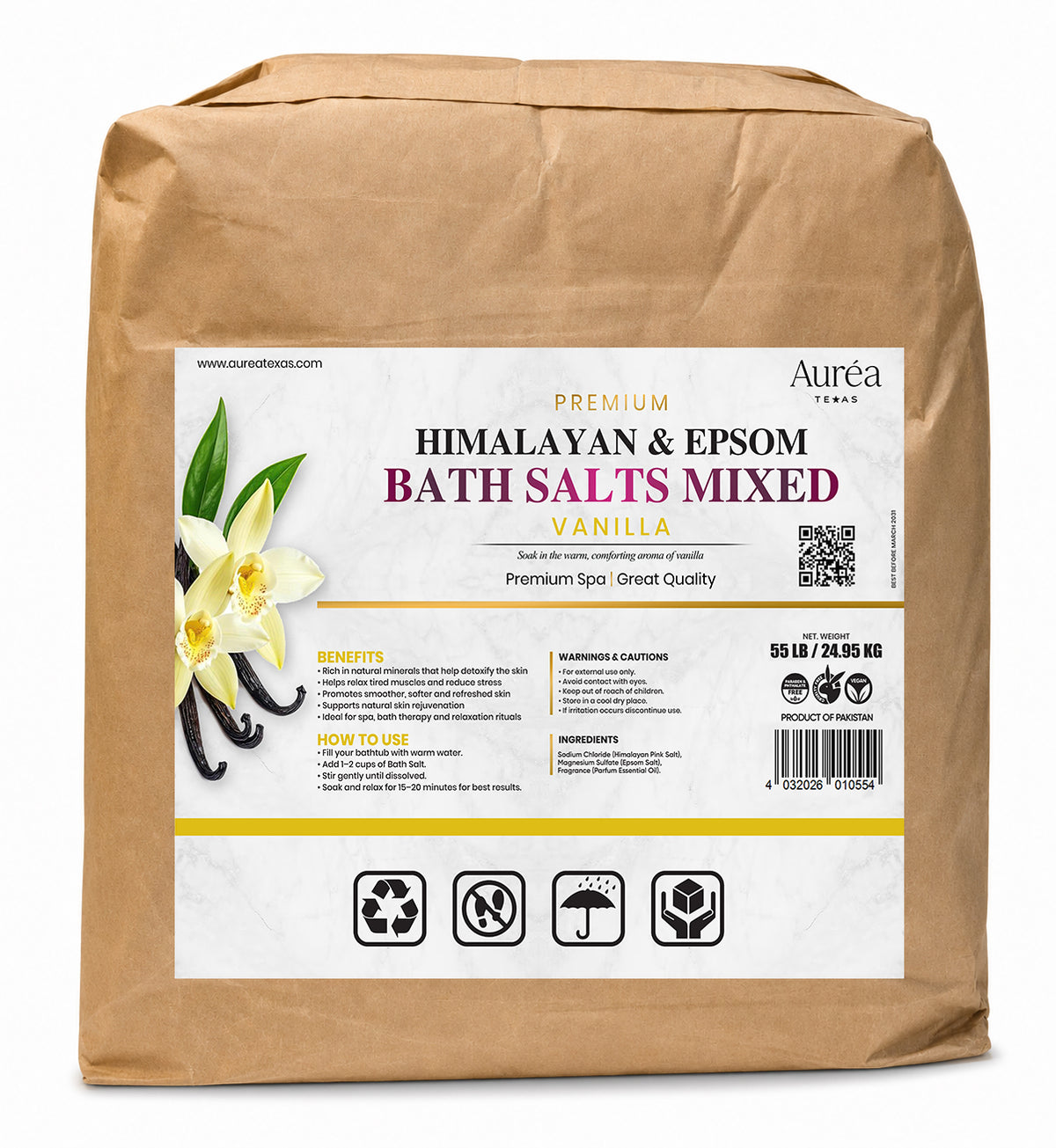 Premium Himalayan & Epsom Mixed Bath Salt – 55 lb Bag