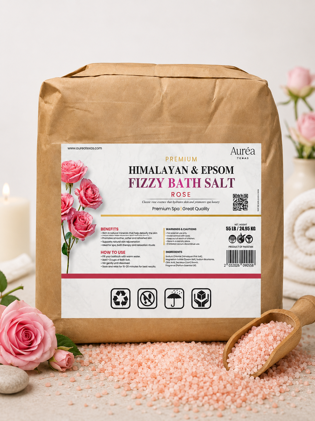 Premium Himalayan & Epsom Fizzy Bath Salt – 55 lb Bag