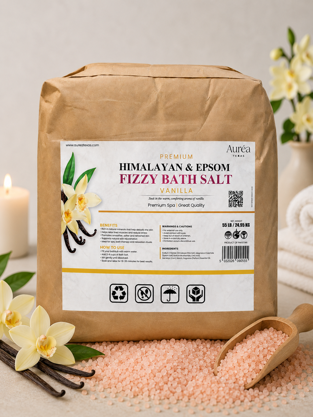 Premium Himalayan & Epsom Fizzy Bath Salt – 55 lb Bag