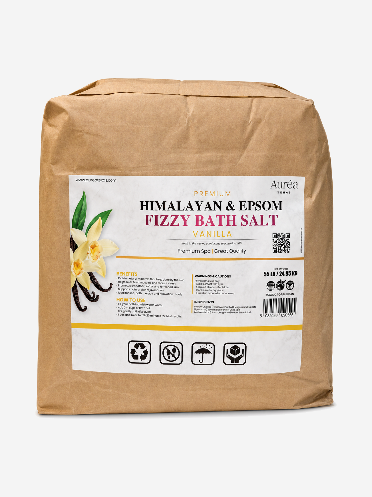Premium Himalayan & Epsom Fizzy Bath Salt – 55 lb Bag