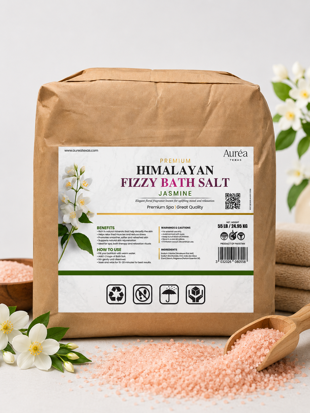 Premium Himalayan Fizzy Bath Salt – 55 lb Bag