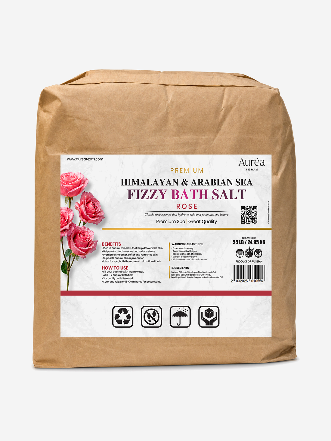 Premium Himalayan & Refined Sea Salt Fizzy Bath Blend – 55 lb Bag