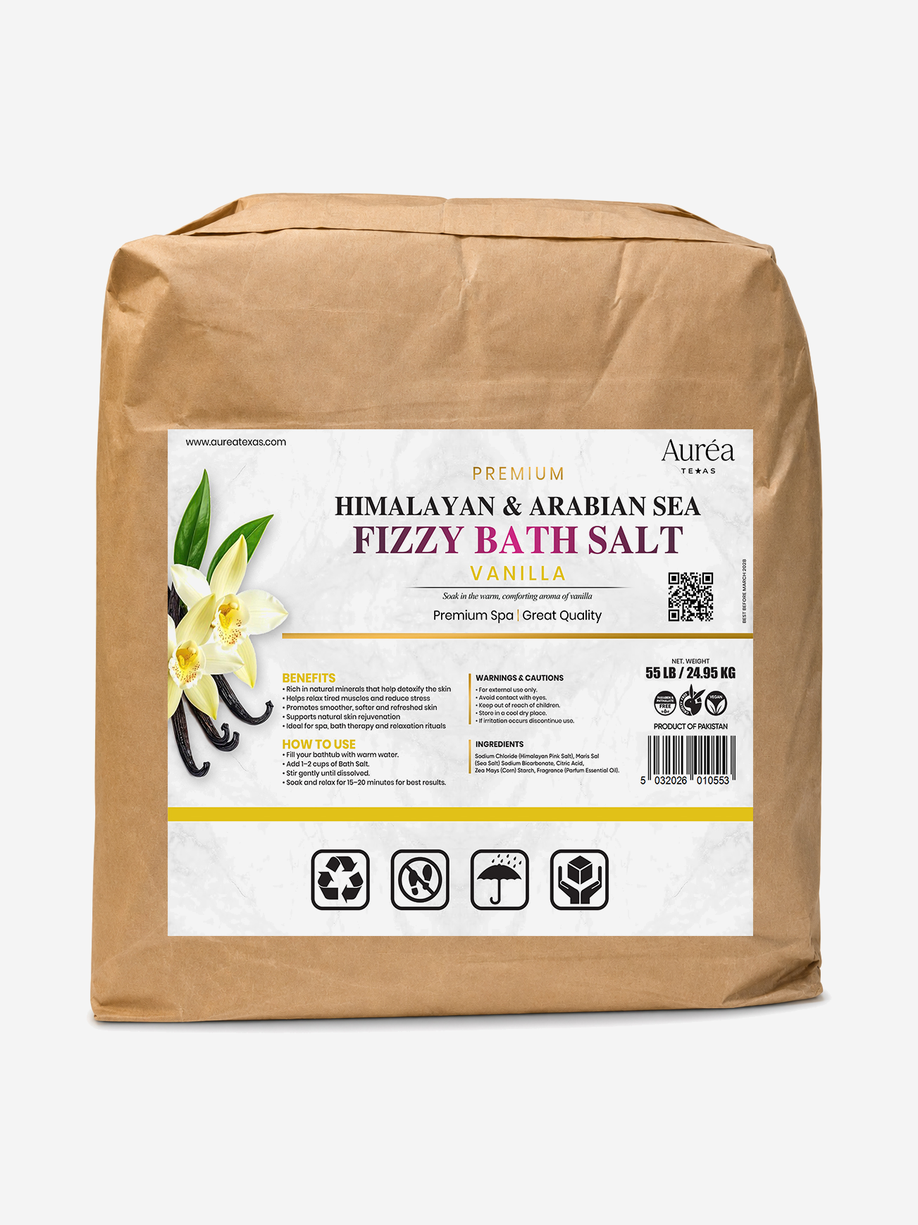 Premium Himalayan & Refined Sea Salt Fizzy Bath Blend – 55 lb Bag