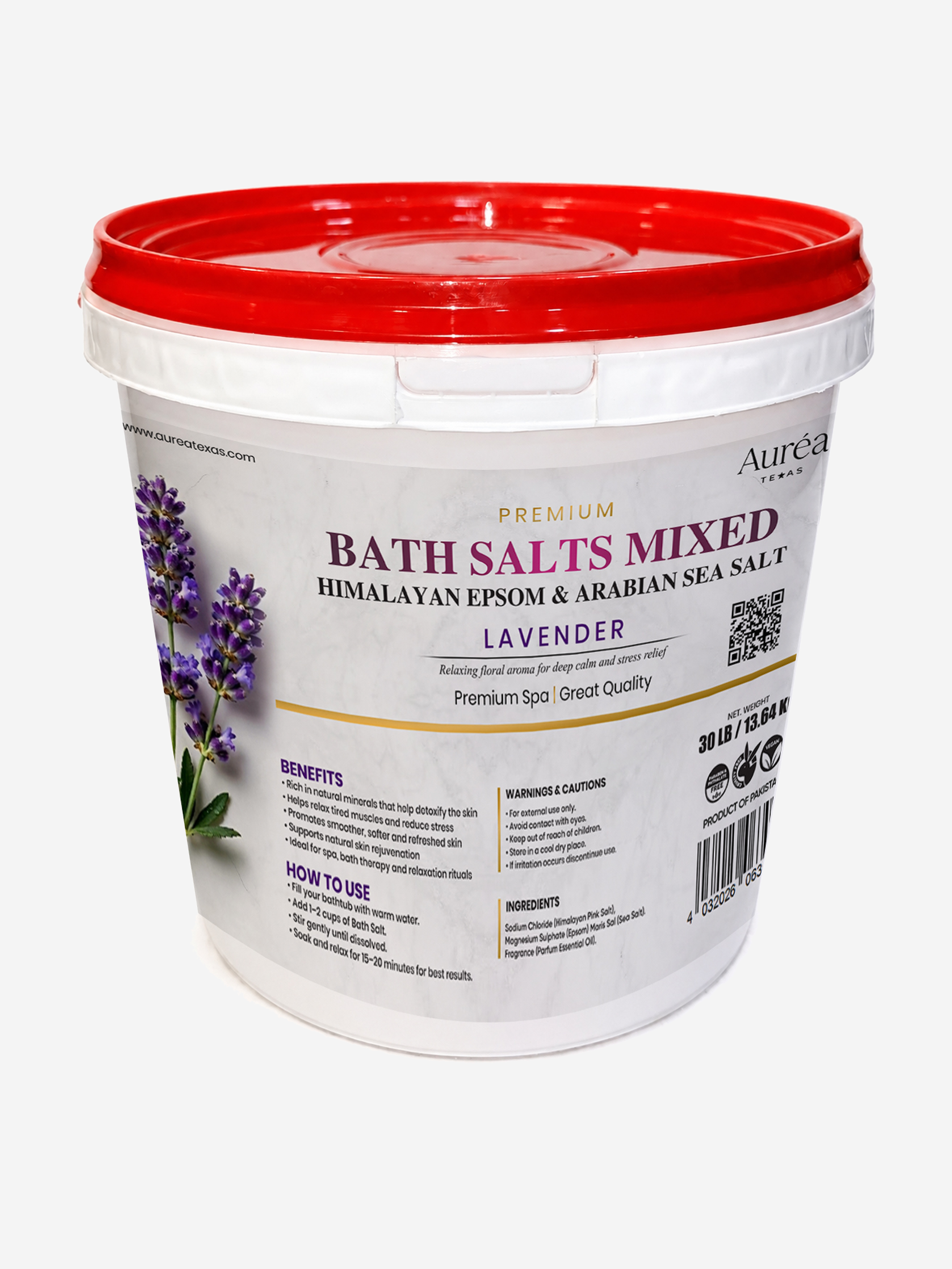 Premium Himalayan, Epsom & Non-Refined Sea Salt Bath Blend – 30 lb Bucket