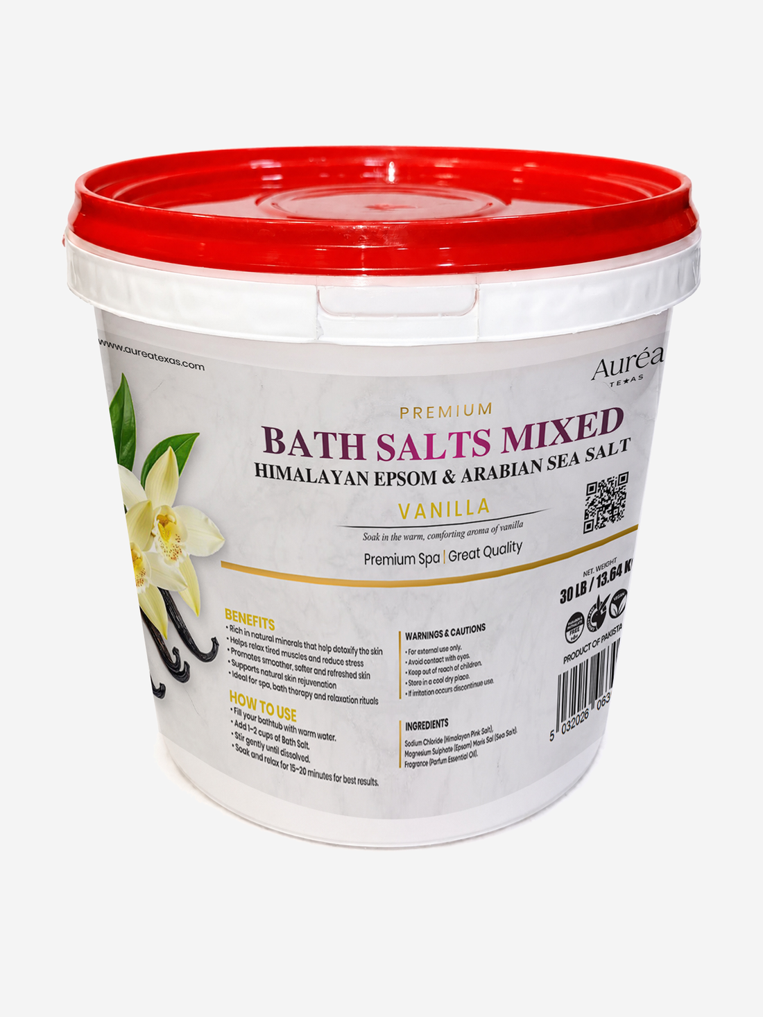 Premium Himalayan, Epsom & Non-Refined Sea Salt Bath Blend – 30 lb Bucket