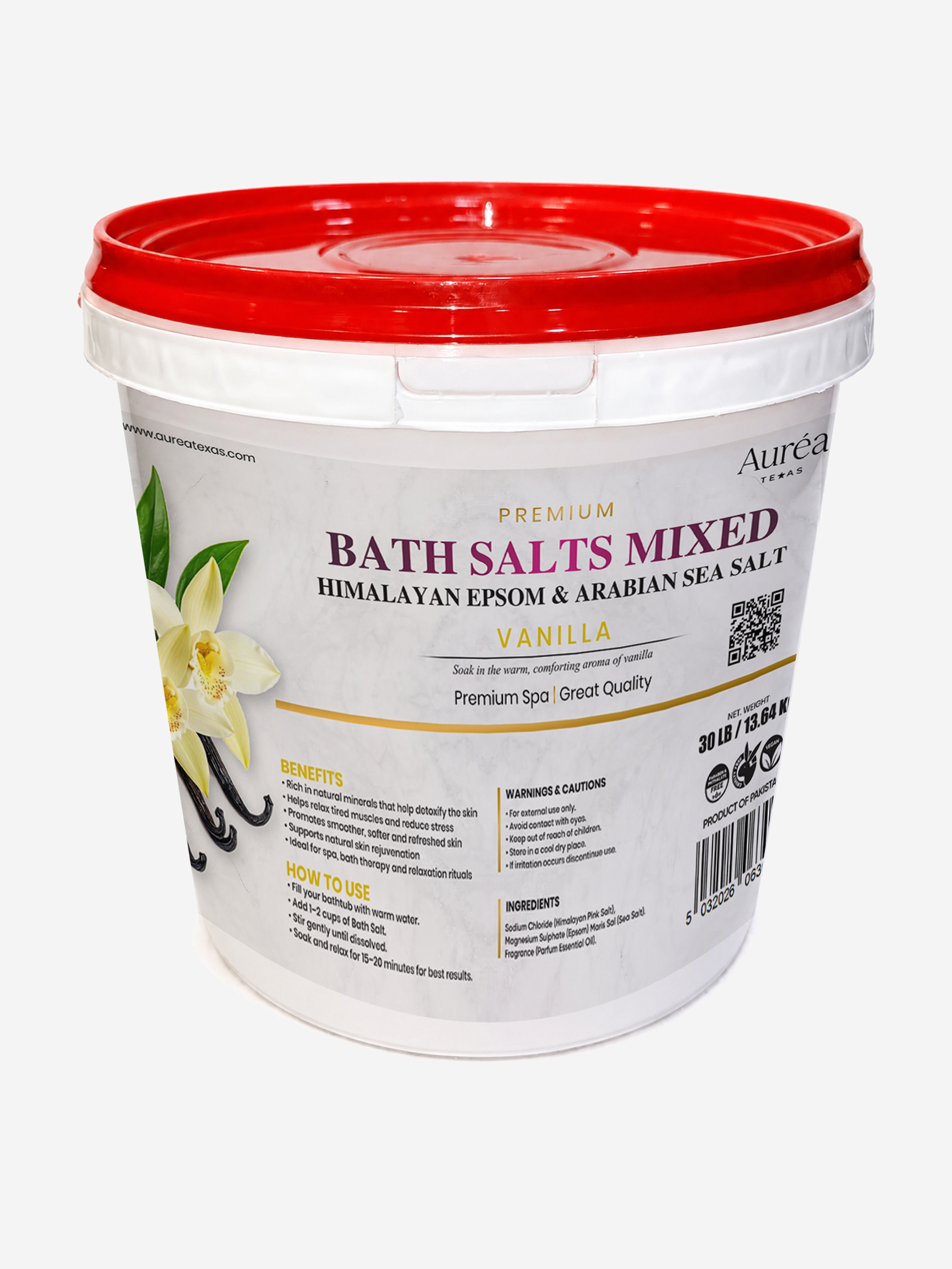 Premium Himalayan, Epsom & Non-Refined Sea Salt Bath Blend – 30 lb Bucket